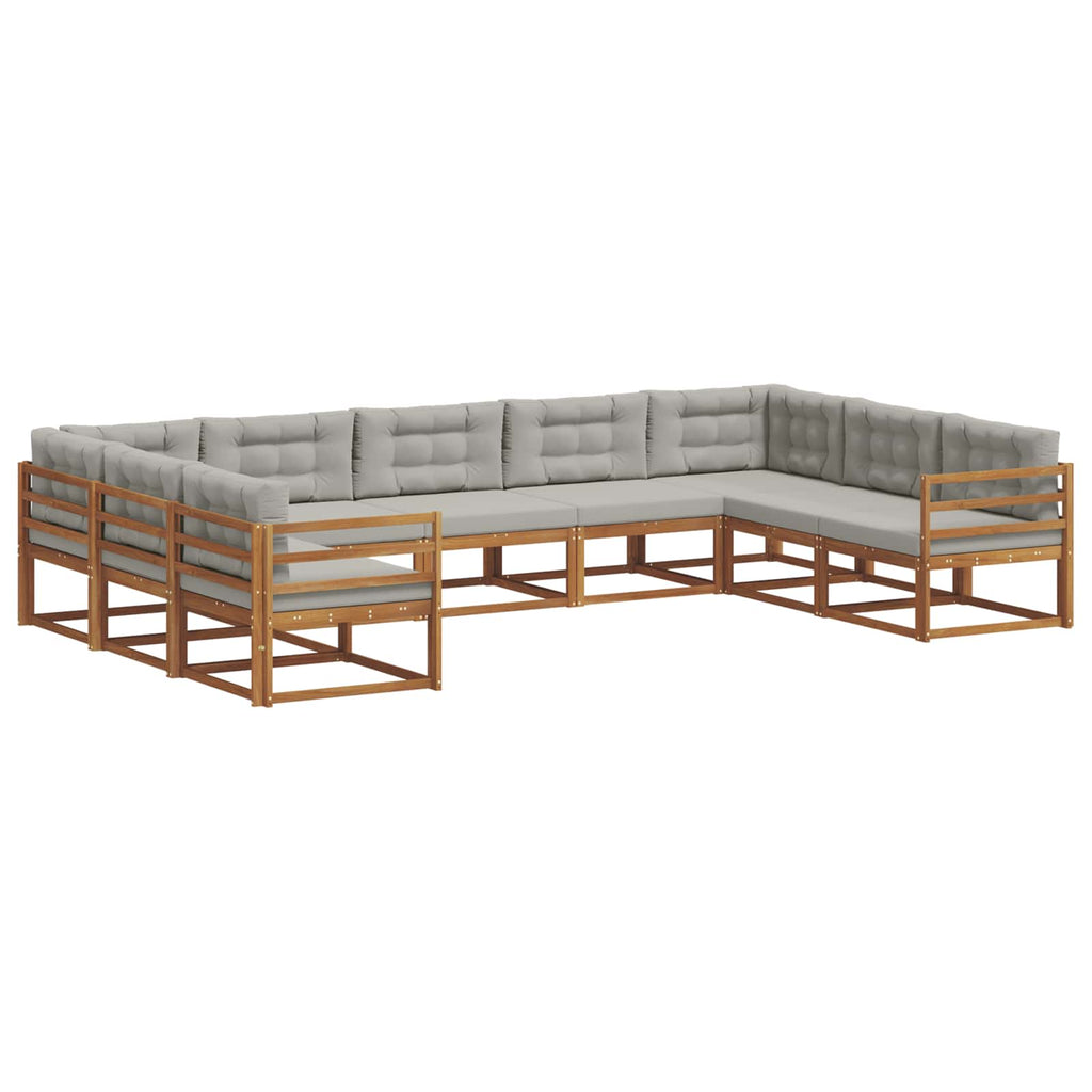 Conjunto de sofás de exterior 9 pcs Gris Natural y Claro