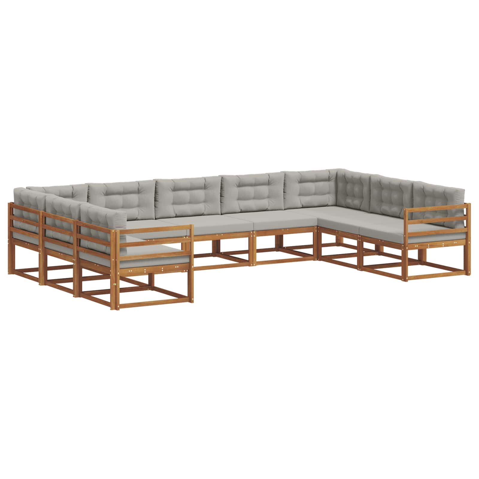 Conjunto de sofás de exterior 9 pcs Gris Natural y Claro