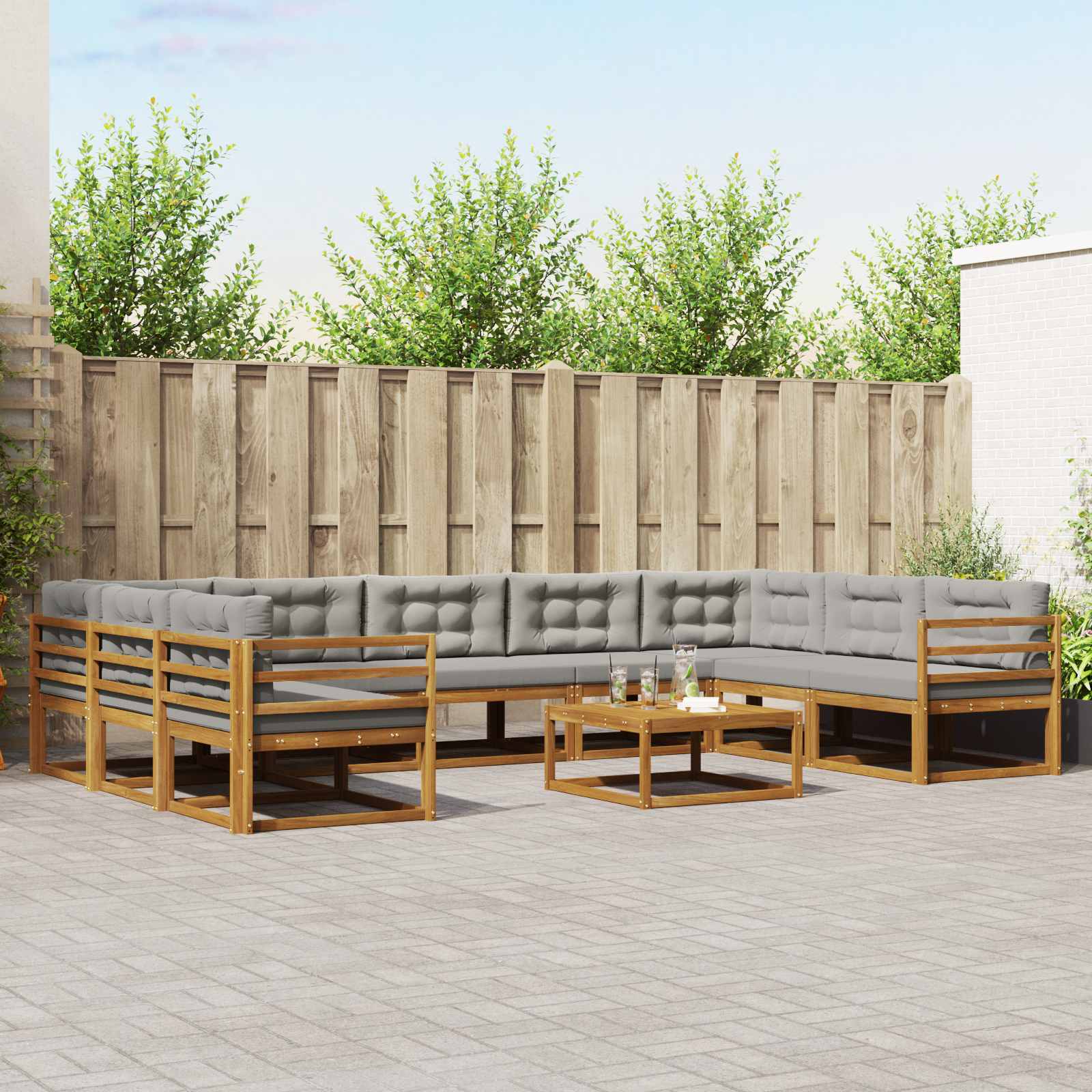 Conjunto de sofás de exterior 10 pcs Blanco
