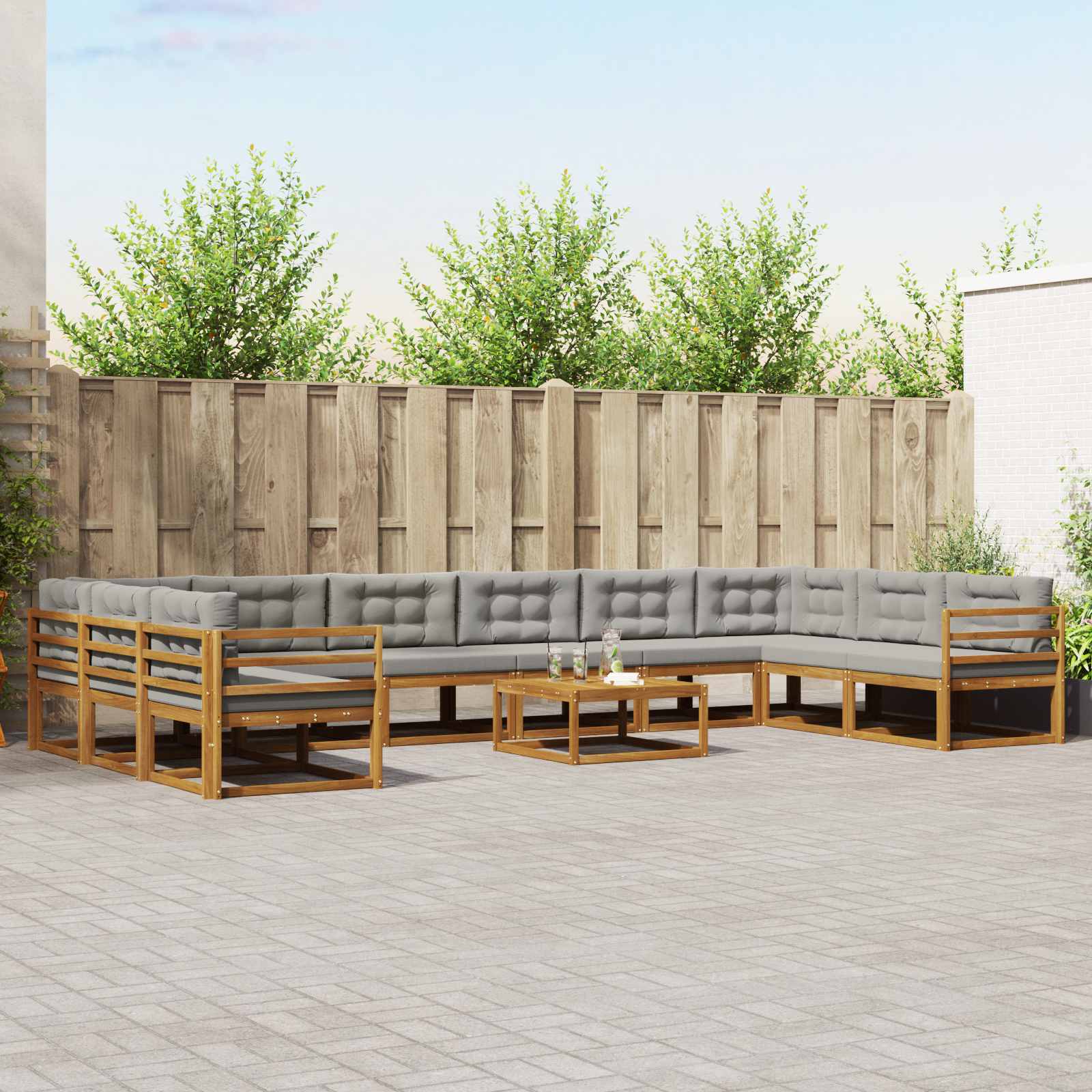 Conjunto de sofás de exterior 11 pcs Blanco