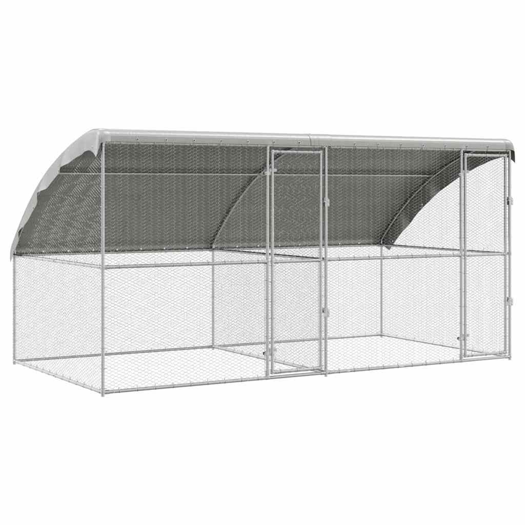 Jaula para pollos 2 pcs Plateado 400 x 200 x 200 cm