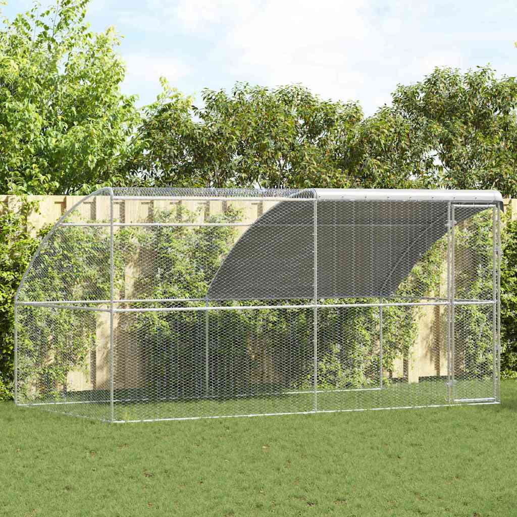 Jaula para pollos 2 pcs Plateado 400 x 200 x 200 cm acero y PE