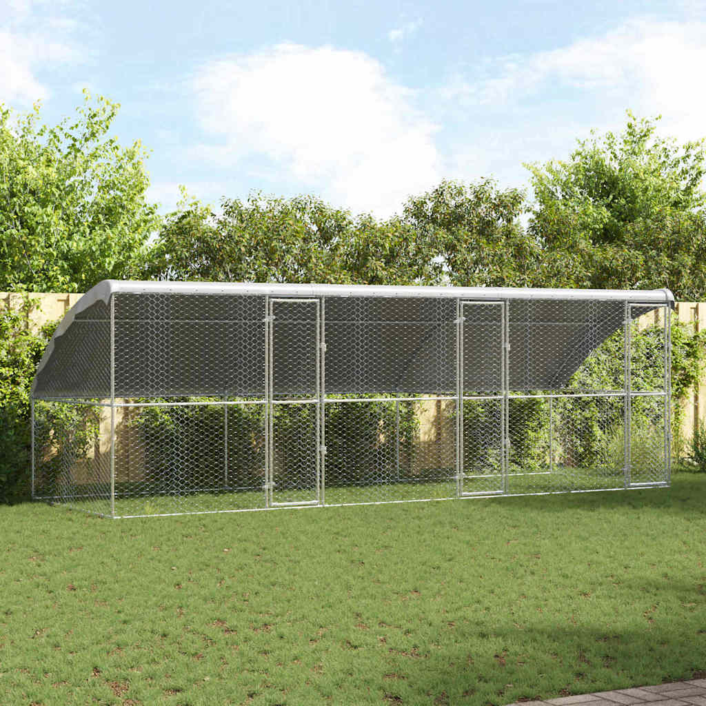 Refugio para perros 2 pcs Plateado 4 x 2 x 2 m