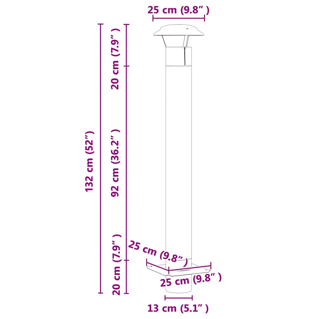 Extensión de Chimenea Plateado 25 x 25 x 132 cm