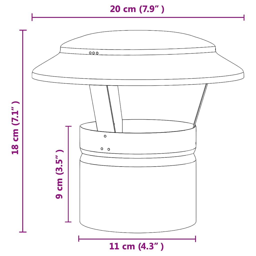 Cubierta para Chimenea Plateado 20 x 20 x 18 cm