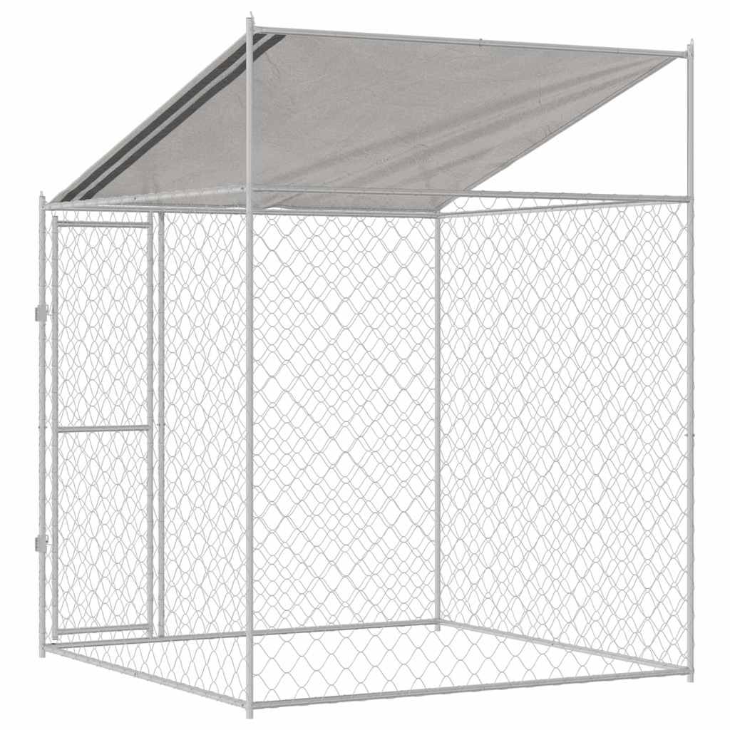 Jaula para perro con techo Plateado 200 x 200 x 258 cm