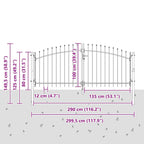 Puerta Doble con cerradura Woerden Gris 299,5 x 149,5 cm Acero