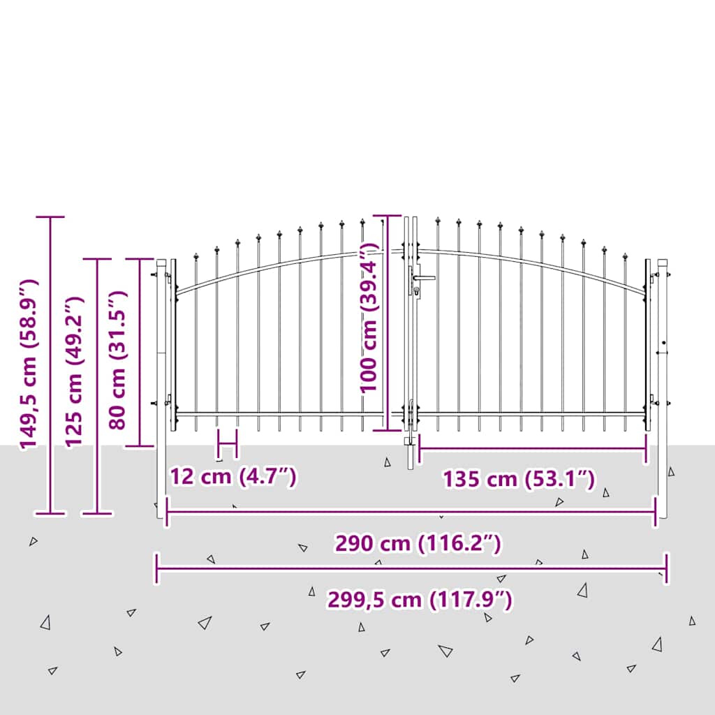 Puerta Doble con cerradura Woerden Gris 299,5 x 149,5 cm Acero