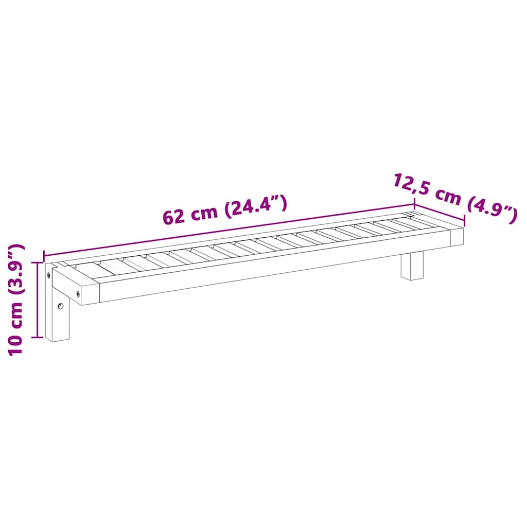 Estante Colgante de Pared Natural 62 x 10 x 12,5 cm