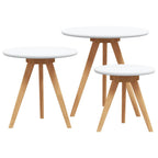 Mesa de Café 3 pcs Marrón Madera de Nogal Sólido
