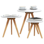 Mesa de Café 3 pcs Marrón Madera de Nogal Sólido