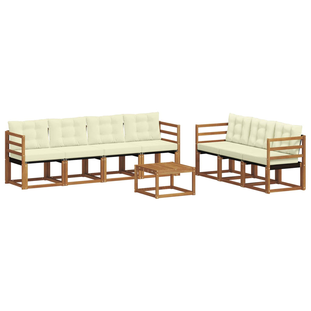 Conjunto de sofás de exterior con cojín 8 pcs Natural y Crema