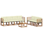 Conjunto de sofás de exterior con cojín 8 pcs Natural y Crema