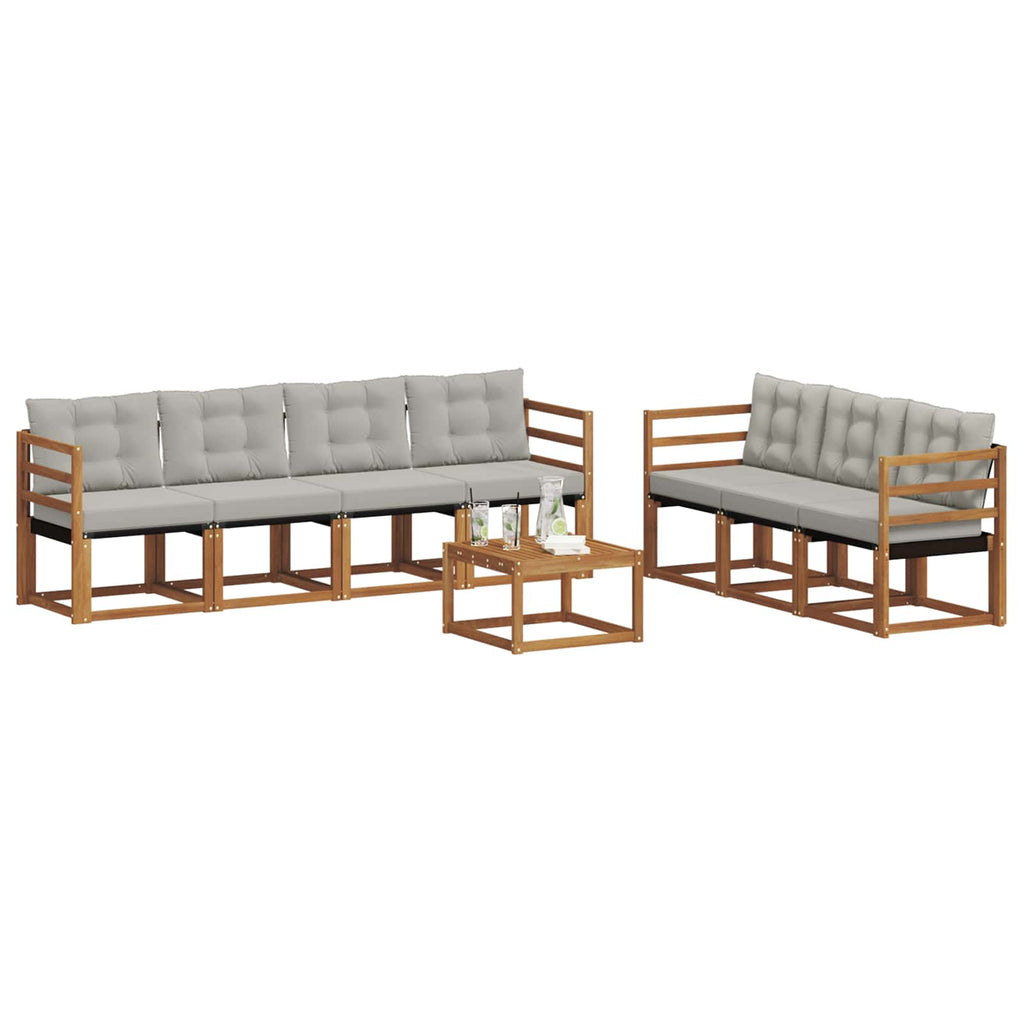 Conjunto de sofás de exterior 8 pcs Gris Natural y Claro