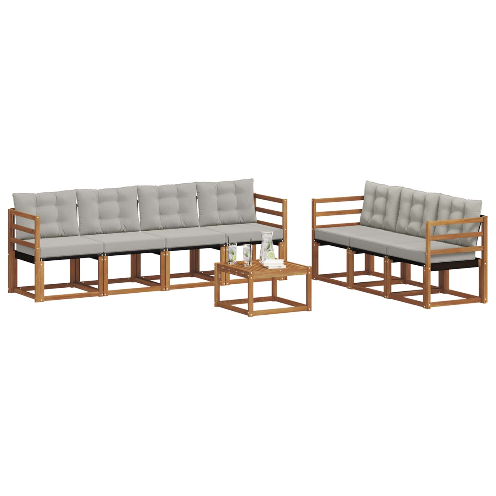 Conjunto de sofás de exterior 8 pcs Gris Natural y Claro