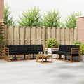 Conjunto de sofás de exterior con cojín 8 pcs Natural y negro