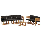 Conjunto de sofás de exterior con cojín 8 pcs Natural y negro