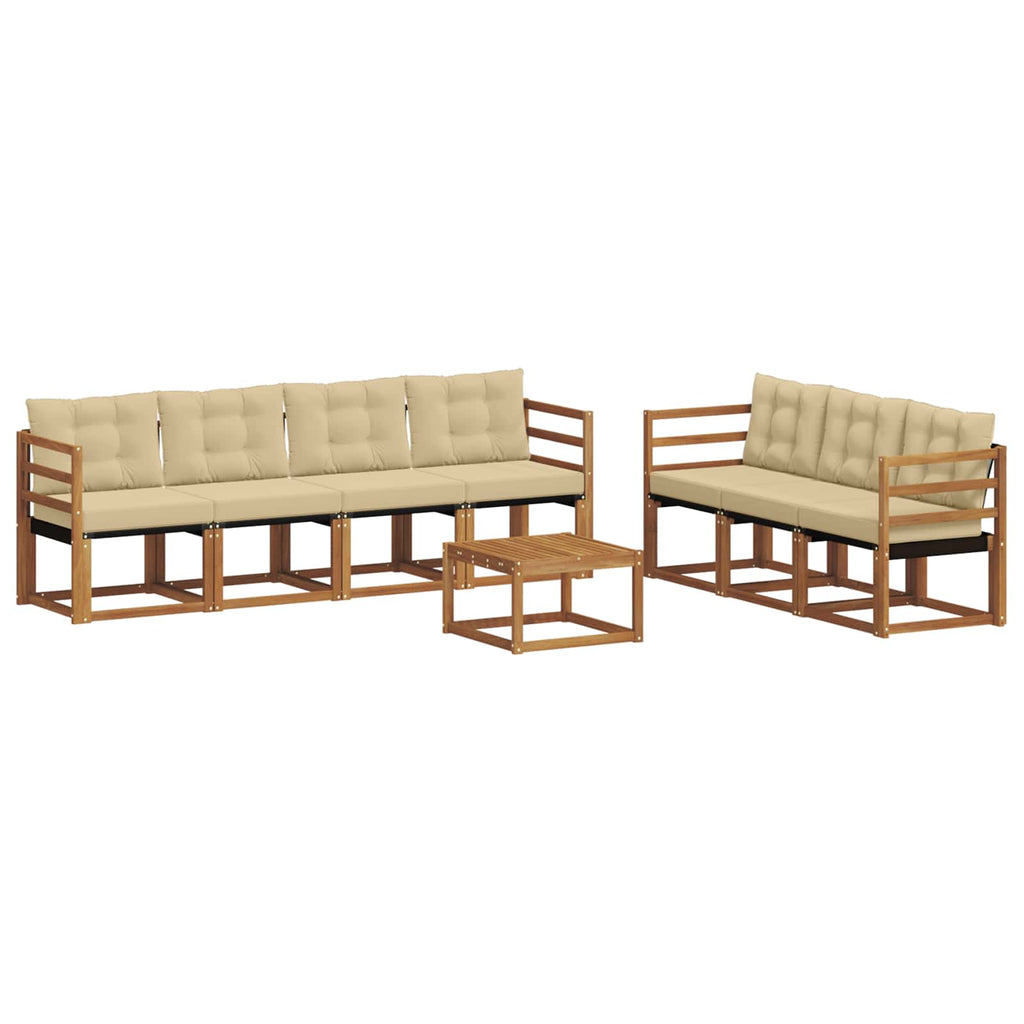 Conjunto de sofás de exterior con cojín 8 pcs Natural y Beige