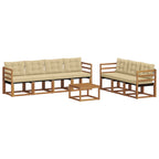 Conjunto de sofás de exterior con cojín 8 pcs Natural y Beige