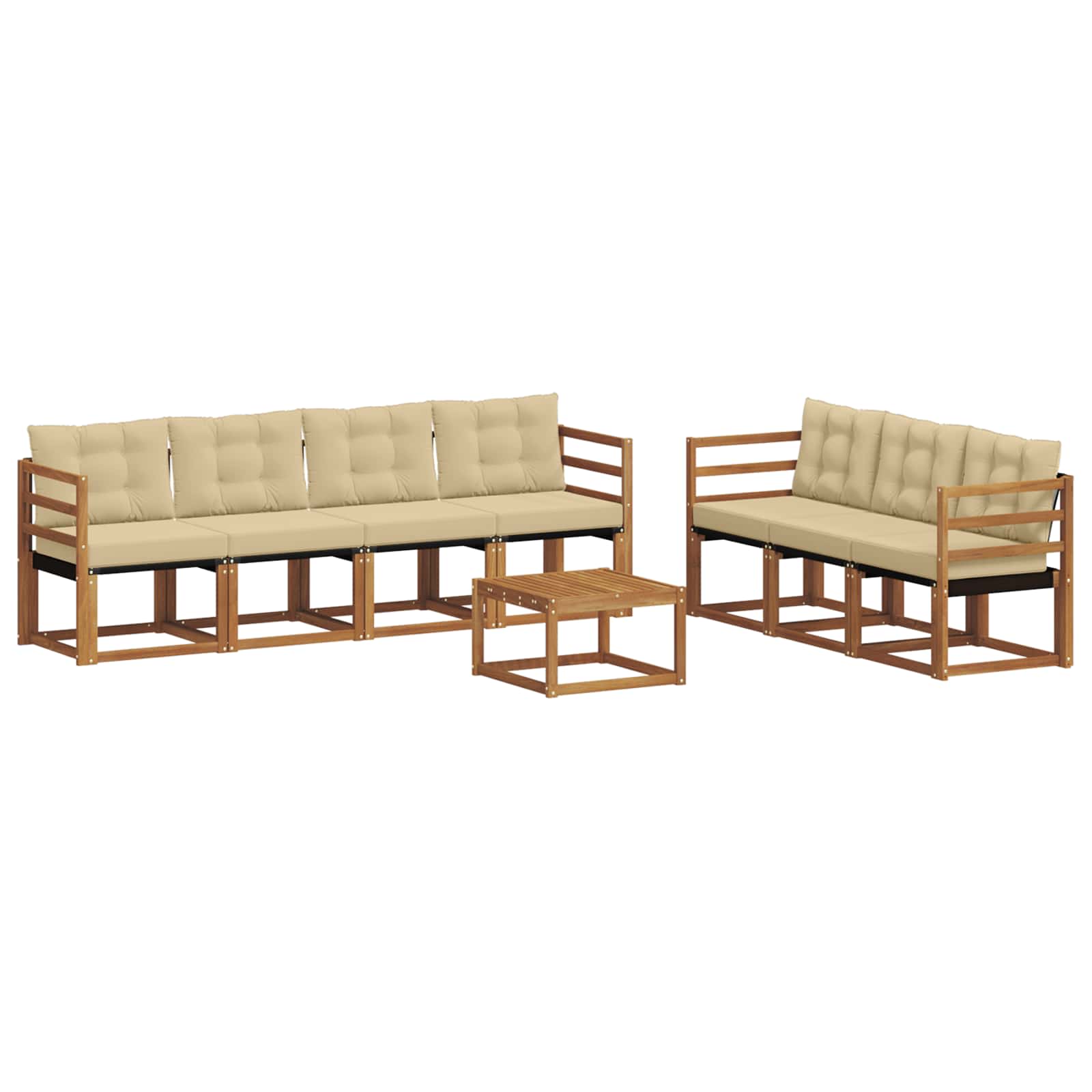Conjunto de sofás de exterior con cojín 8 pcs Natural y Beige