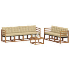 Conjunto de sofás de exterior con cojín 8 pcs Natural y Beige