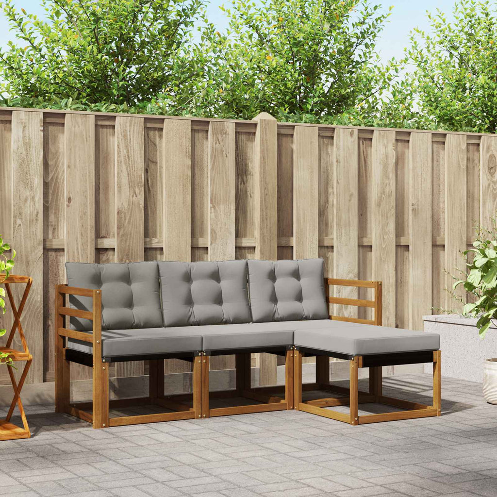 Conjunto de sofás de exterior 4 pcs Gris Natural y Claro