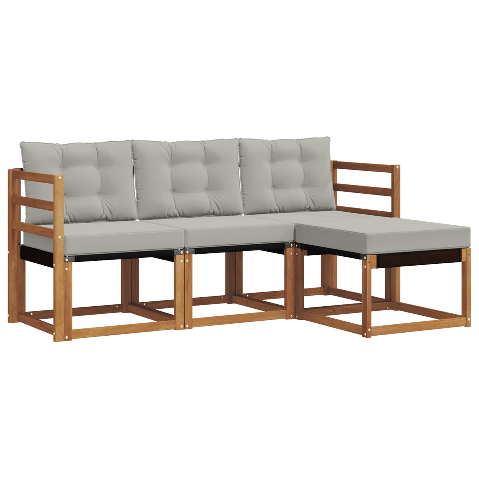 Conjunto de sofás de exterior 4 pcs Gris Natural y Claro