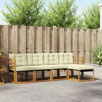 Conjunto de sofás de exterior con cojín 5 pcs Natural y Crema