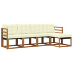 Conjunto de sofás de exterior con cojín 5 pcs Natural y Crema