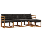 Conjunto de sofás de exterior con cojín 5 pcs Natural y negro