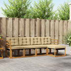 Conjunto de sofás de exterior con cojín 5 pcs Natural y Beige