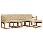 Conjunto de sofás de exterior con cojín 5 pcs Natural y Beige