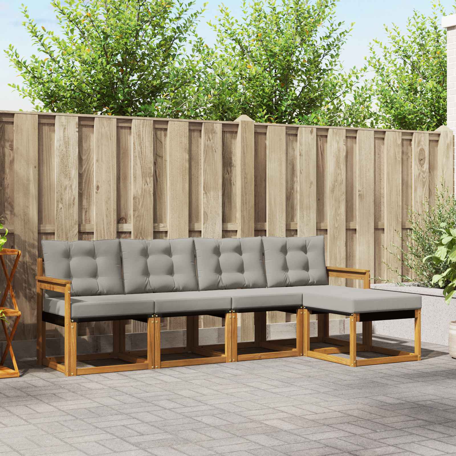 Conjunto de sofás de exterior 5 pcs Gris Natural y Claro