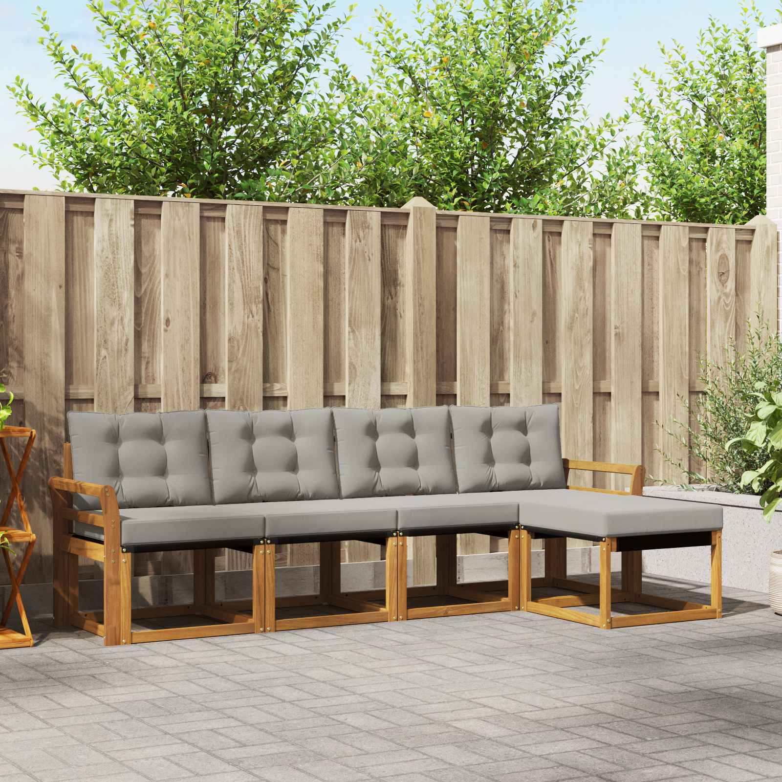 Conjunto de sofás de exterior 5 pcs Gris Natural y Claro