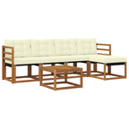 Conjunto de sofás de exterior con cojín 6 pcs Natural y Crema
