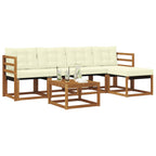 Conjunto de sofás de exterior con cojín 6 pcs Natural y Crema