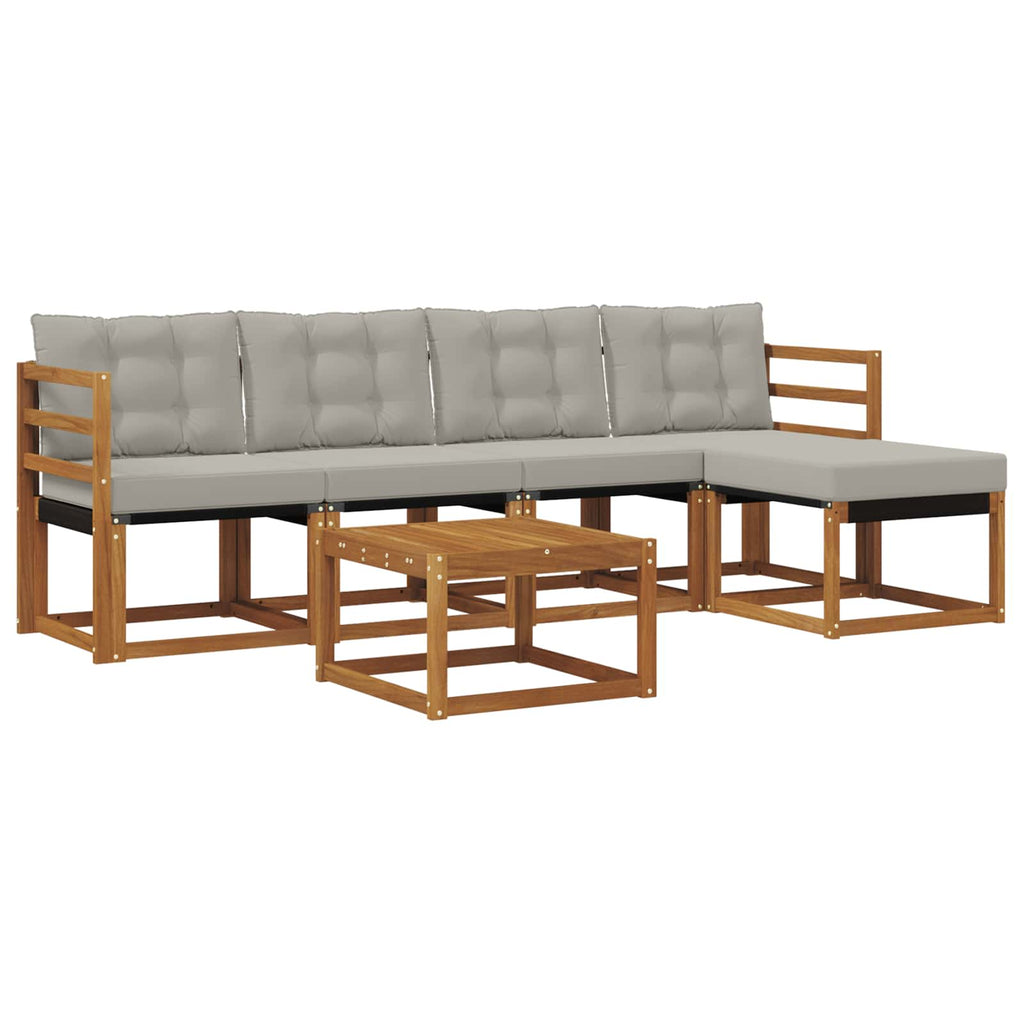 Conjunto de sofás de exterior 6 pcs Gris Natural y Claro