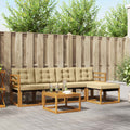 Conjunto de sofás de exterior con cojín 6 pcs Natural y Beige