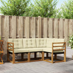 Conjunto de sofás de exterior con cojín 4 pcs Natural y Crema