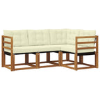 Conjunto de sofás de exterior con cojín 4 pcs Natural y Crema