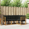 Conjunto de sofás de exterior con cojín 4 pcs Natural y negro