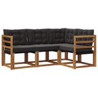 Conjunto de sofás de exterior con cojín 4 pcs Natural y negro