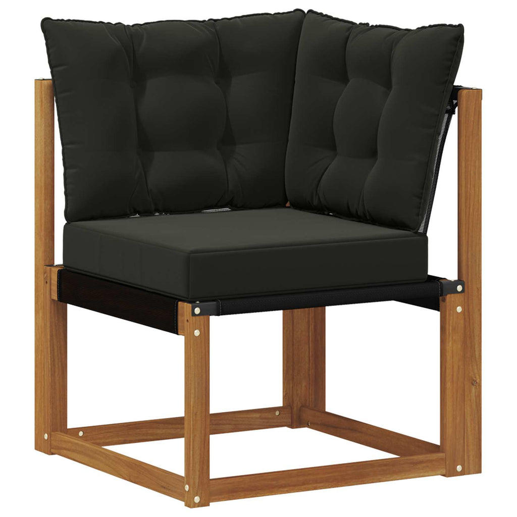 Conjunto de sofás de exterior con cojín 4 pcs Natural y negro