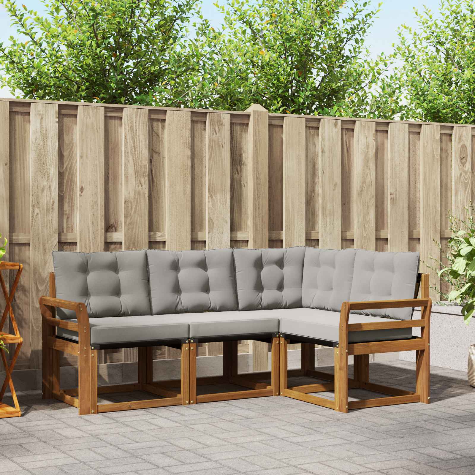 Conjunto de sofás de exterior 4 pcs Gris Natural y Claro