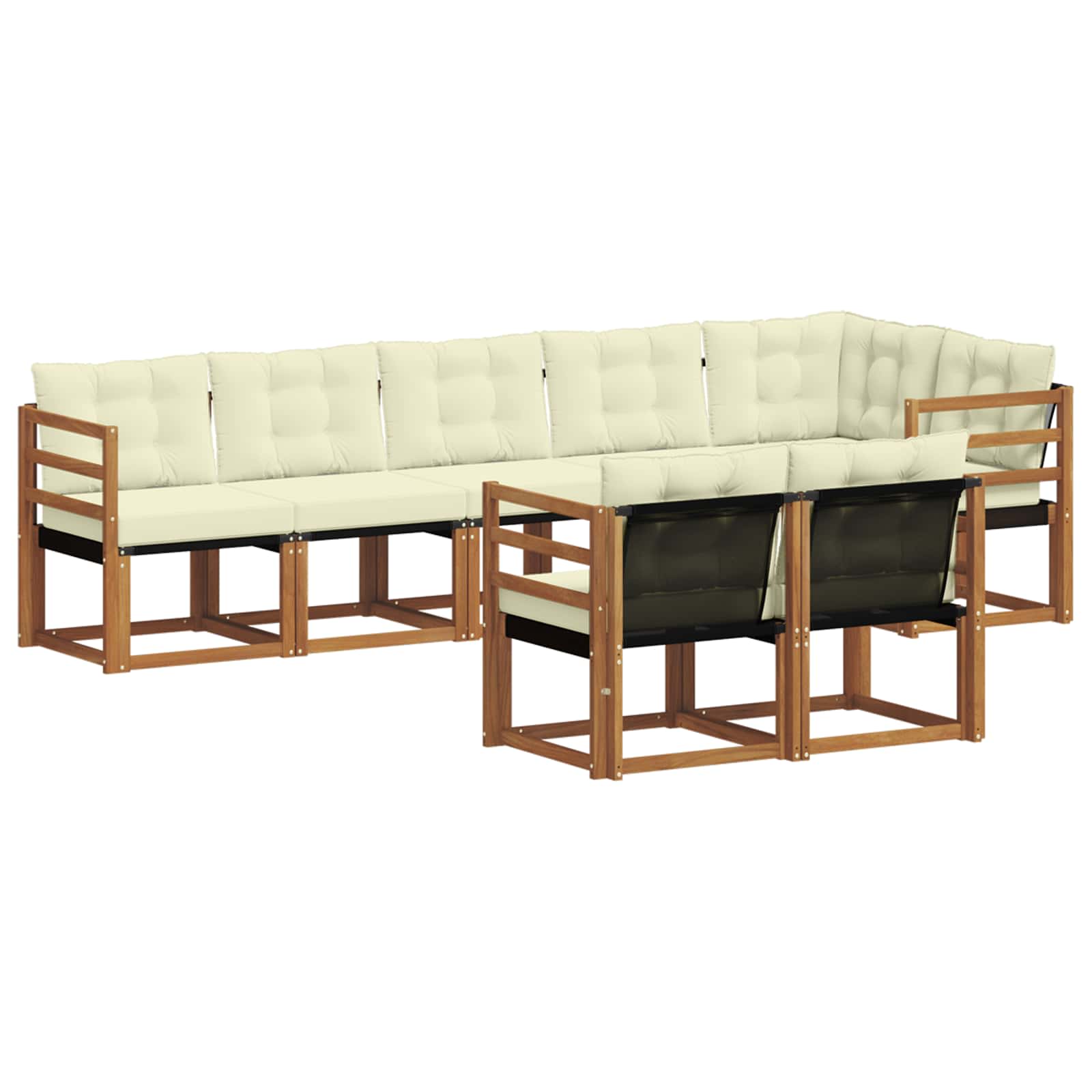 Conjunto de sofás de exterior con cojín 8 pcs Natural y Crema