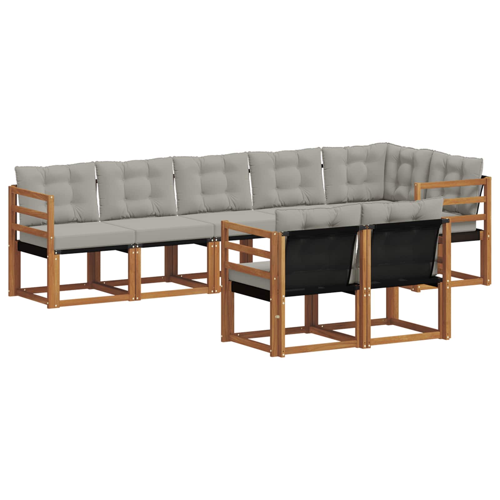 Conjunto de sofás de exterior 8 pcs Gris Natural y Claro