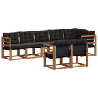 Conjunto de sofás de exterior con cojín 8 pcs Natural y negro