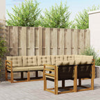 Conjunto de sofás de exterior con cojín 8 pcs Natural y Beige