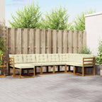 Conjunto de sofás de exterior con cojín 8 pcs Natural y Crema