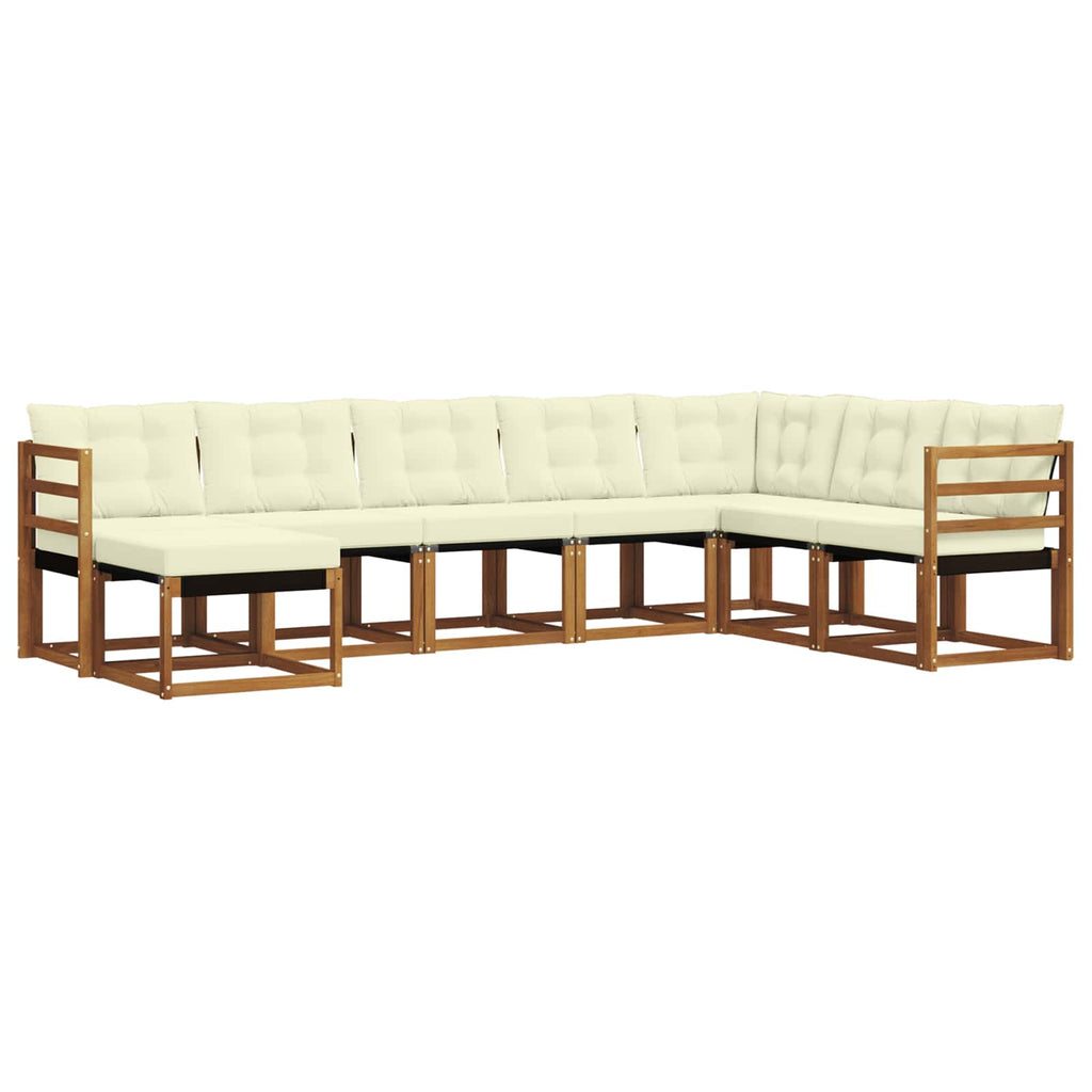 Conjunto de sofás de exterior con cojín 8 pcs Natural y Crema